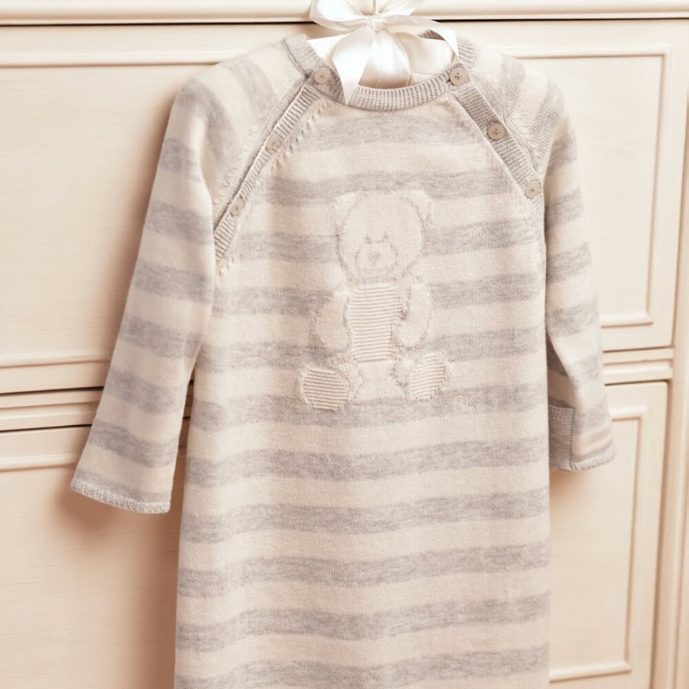 NWT // Ralph Lauren Childrenswear Boy's Striped Bear Coverall (size 3M-6M)